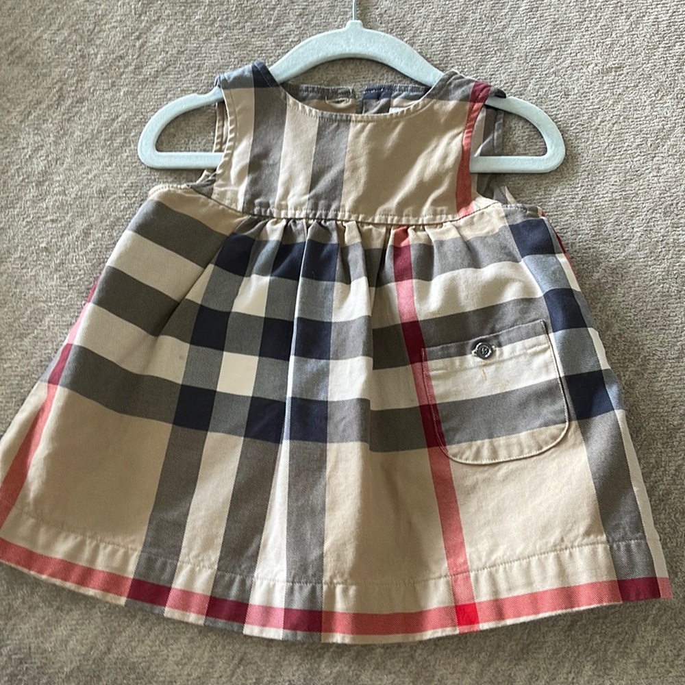 Burberry Kids Dress in Beige, Red, and Black Check
